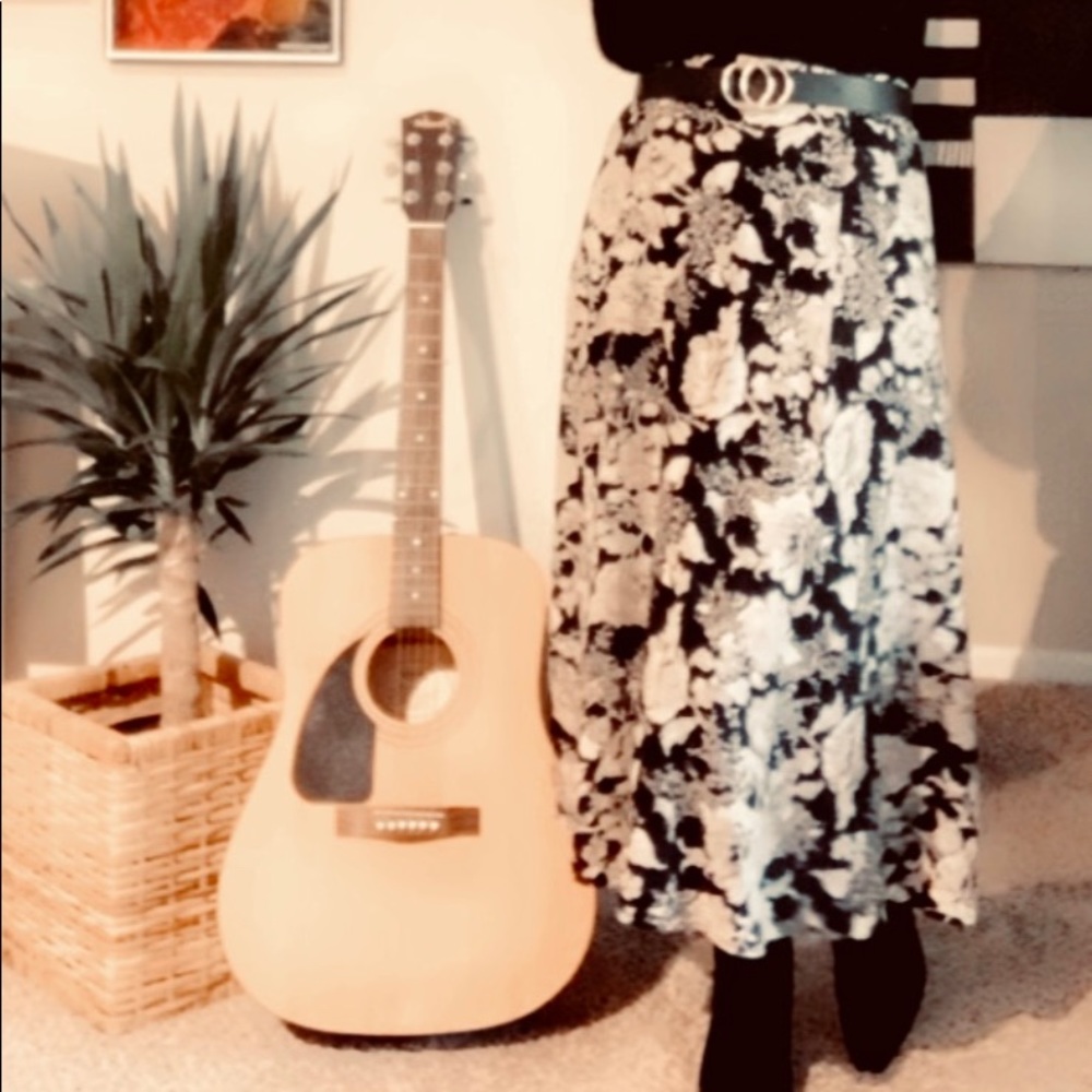 Black and Tan Floral Skirt